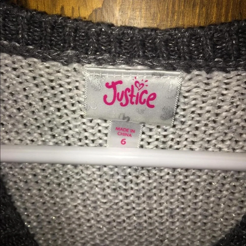 Justice winter sweater‎ sz 6 girls